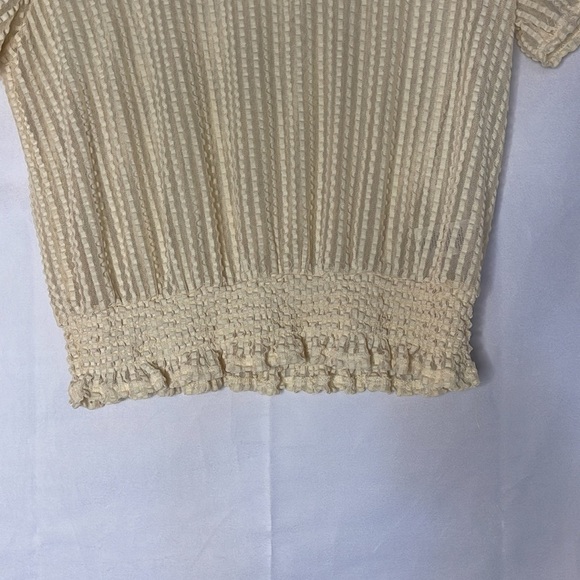 VINTAGE ABOUND TEXTURED CREAM SHEER TOP (SIZE M) - Picture 3 of 7